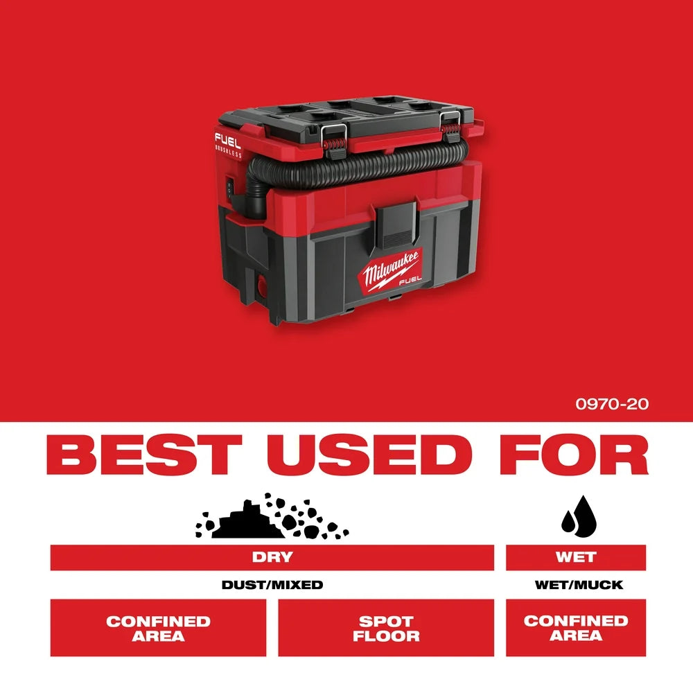 Milwaukee M18 FUEL PACKOUT 2.5 Gallon Wet/Dry Vacuum (0970-20)